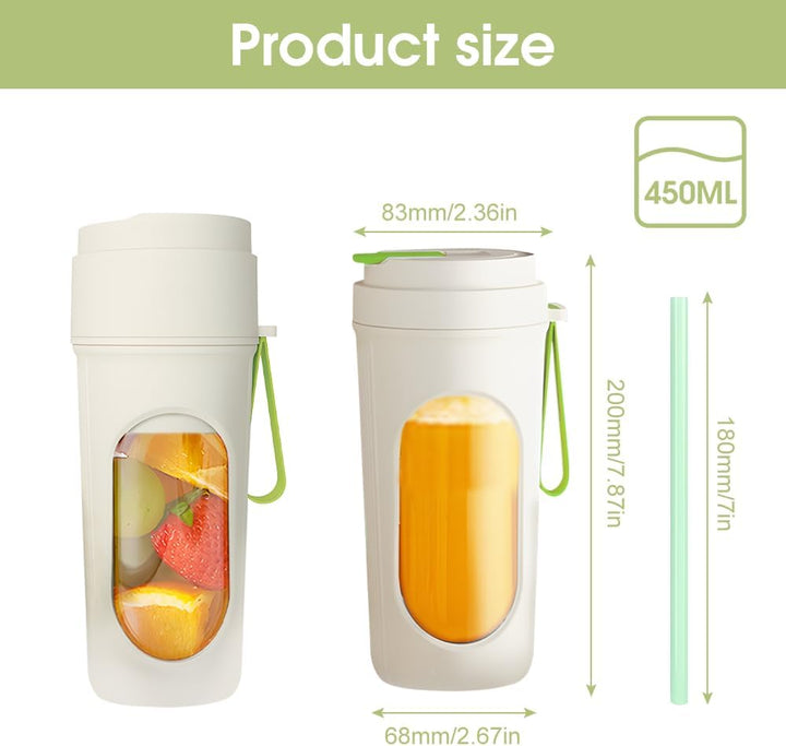 Tragbarer Mixer für Smoothie, 450ml Mixer Smoothie Maker To Go Mini Mixer to Go USB Aufladbarer Mini