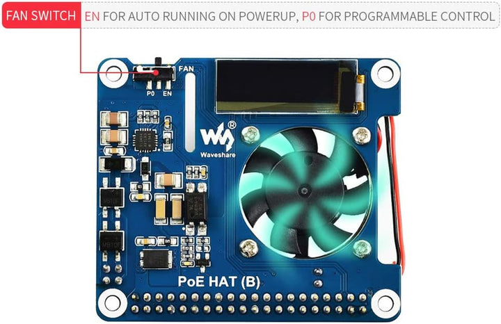 Power Over Ethernet HAT (B) for Raspberry Pi 3B+/4B,802.3af Compliant Power Over Ethernet Accessory