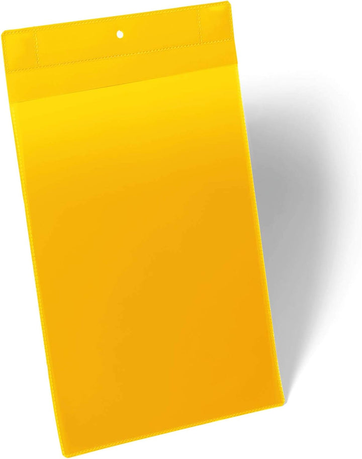 Durable Magnetische Kennzeichnungstasche Extra Stark A4 hoch, Packung à 10 Stück, Gelb, 174704 A4 Ho