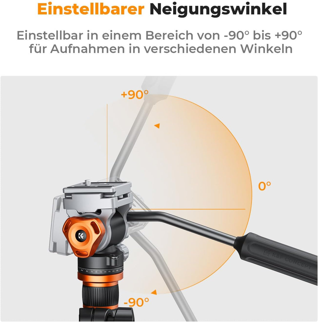 Stativkopf, K&F Concept FH-03 Fluidkopf,Stativkopf für Stativ,Videokopf mit Arca-Swiss Schnellwechse