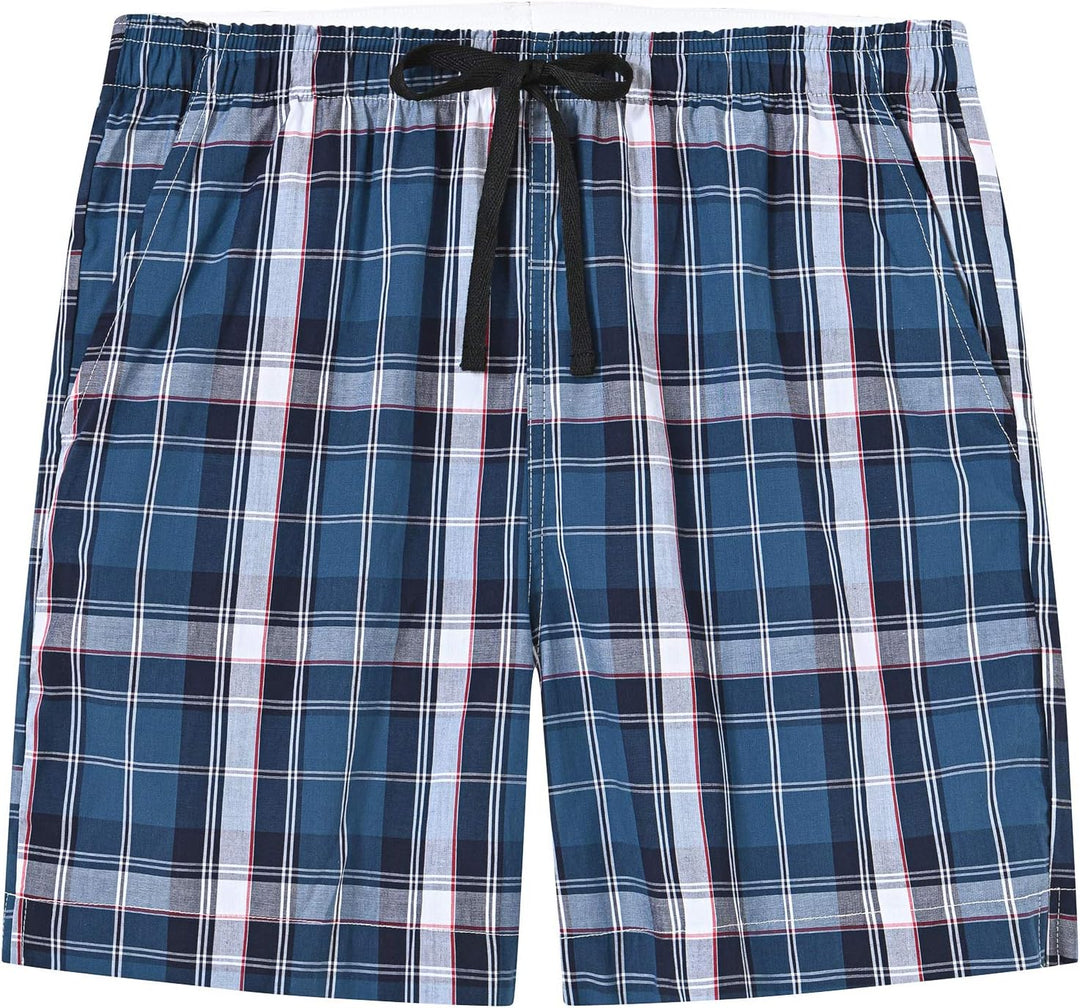 MoFiz Schlafshorts Jungen Baumwolle Kurz Pyjamahose Schlafanzug Karierte Hose Loungewear Nachtwäsche
