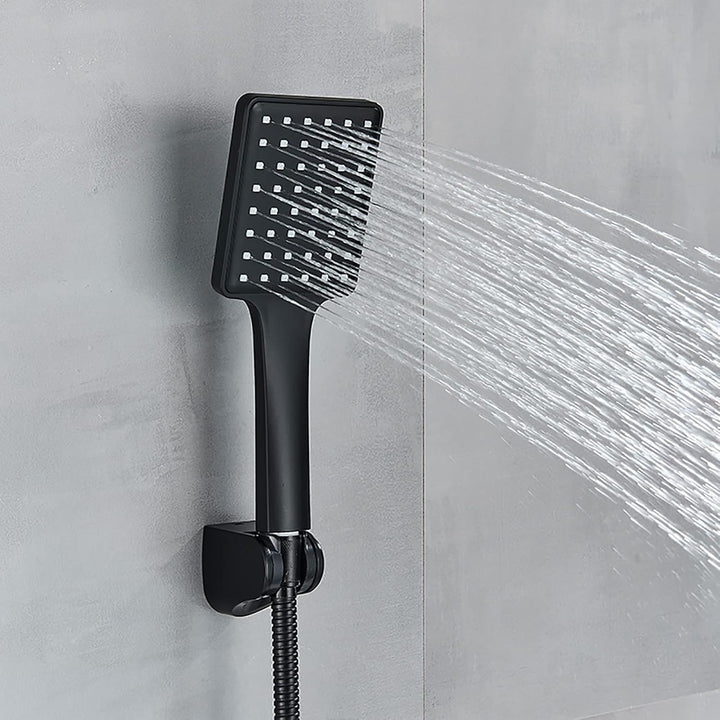 WXDL Badewannenarmatur Matt Schwarz Wannenbatterie Wasserfall Badewanne Wasserhahn Messing Wandhalte