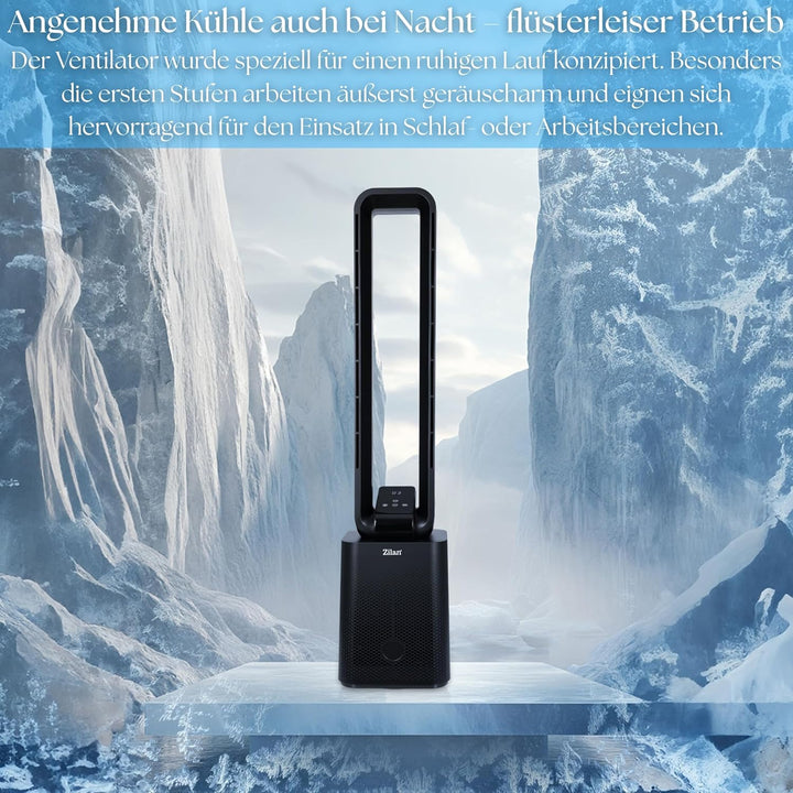 Zilan Turmventilator sehr leise mit Kühlung Standventilator mit Fernbedienung energiesparend oszilli