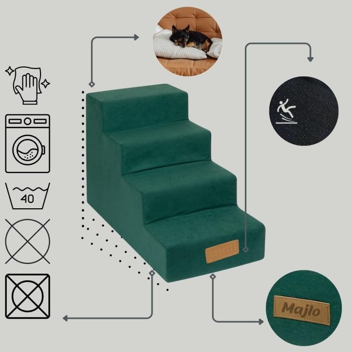 Sofatreppe für Hunde und Katzen – Hundetreppe für Bett & Sofa – 3- oder 4-stufig, rutschfest & wasch