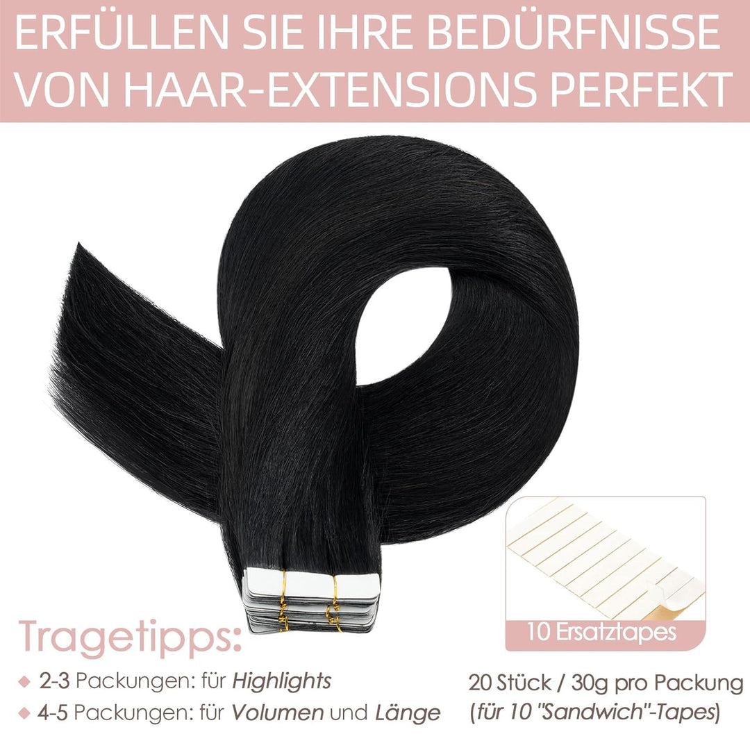 Silk-co Tape in Extensions Echthaar 20stk, leicht Version Tape Extensions Echthaar, Remy Haarextensi