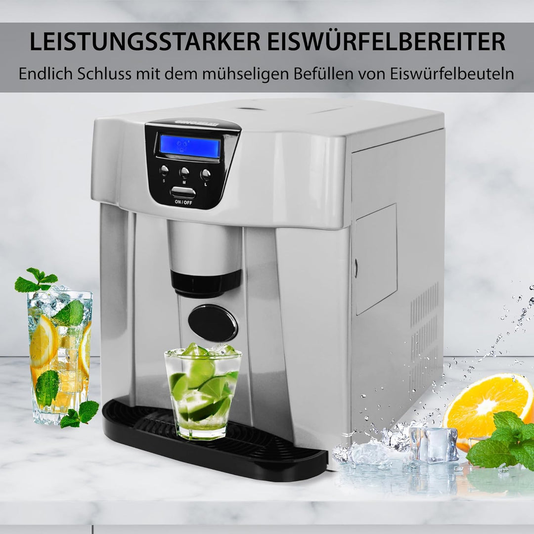 Syntrox Eiswürfelmaschine Flumbia (Display + Spender), 15 kg Eis pro Tag, 3 Eiswürfelgrössen, Robust