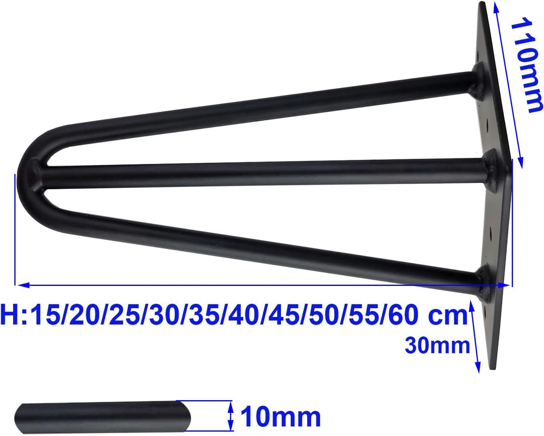 Qrity Haarnadel Tischbeine, 3-Stangen Haarnadel Füsse, DIY Black Hairpin Couchtisch Beine Heavy Duty