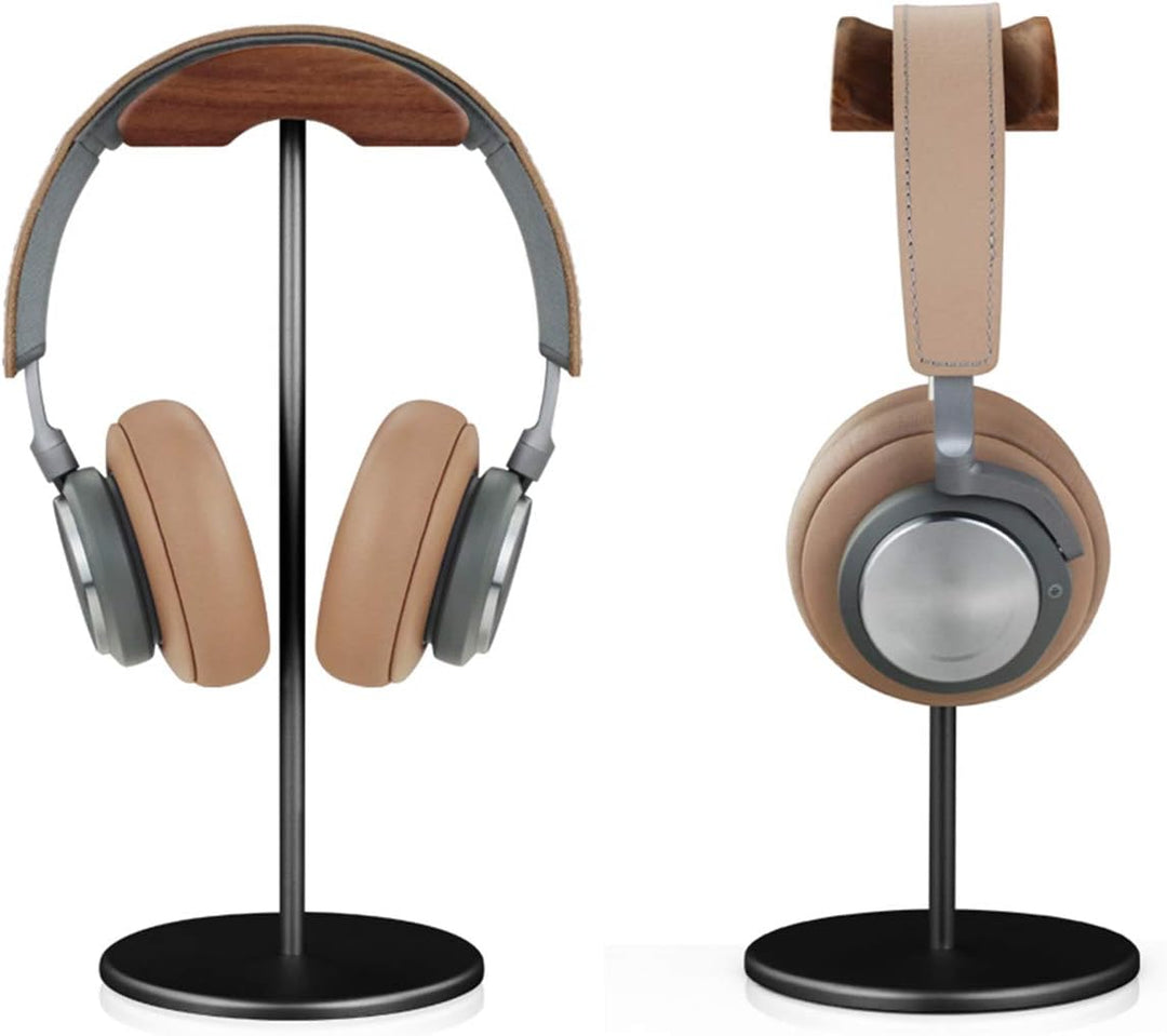 QinCoon Kopfhörerhalter, Halterung aus Walnuss und Aluminium, Halterung für Gaming-Headsets mit Soli
