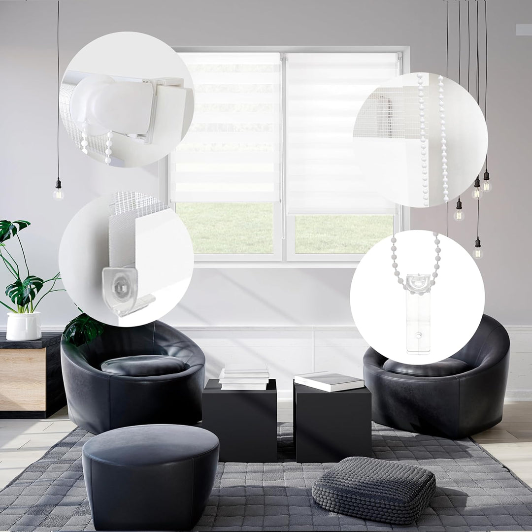 Blindecor - Indus doppelrollo klemmfix ohne bohren - duo rollo klemmfix Weiss - 85 x 150 cm (Breite