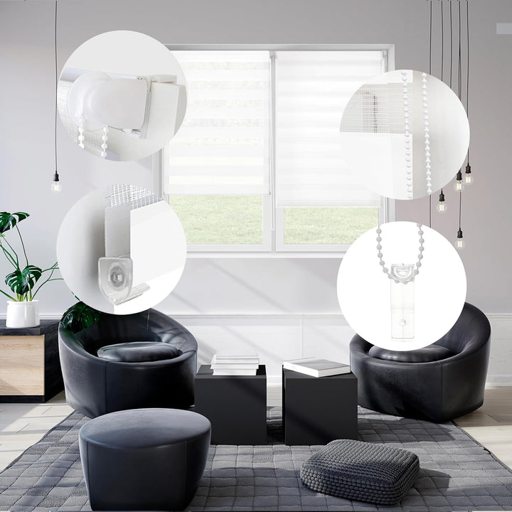 Blindecor - Indus doppelrollo klemmfix ohne bohren - duo rollo klemmfix Weiss - 85 x 150 cm (Breite