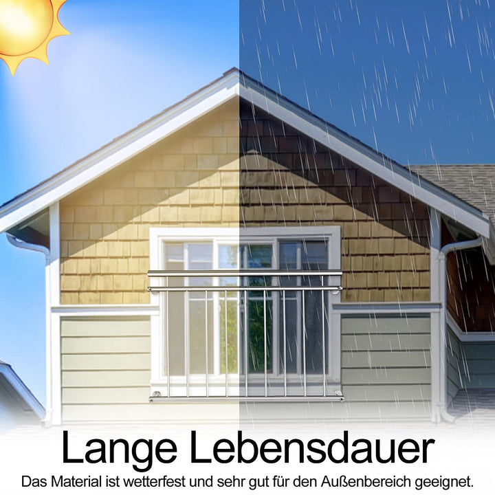 XMTECH Französischer Balkon Edelstahl 100 x 90 cm Balkongeländer Stabgeländer Geländer Balkongitter