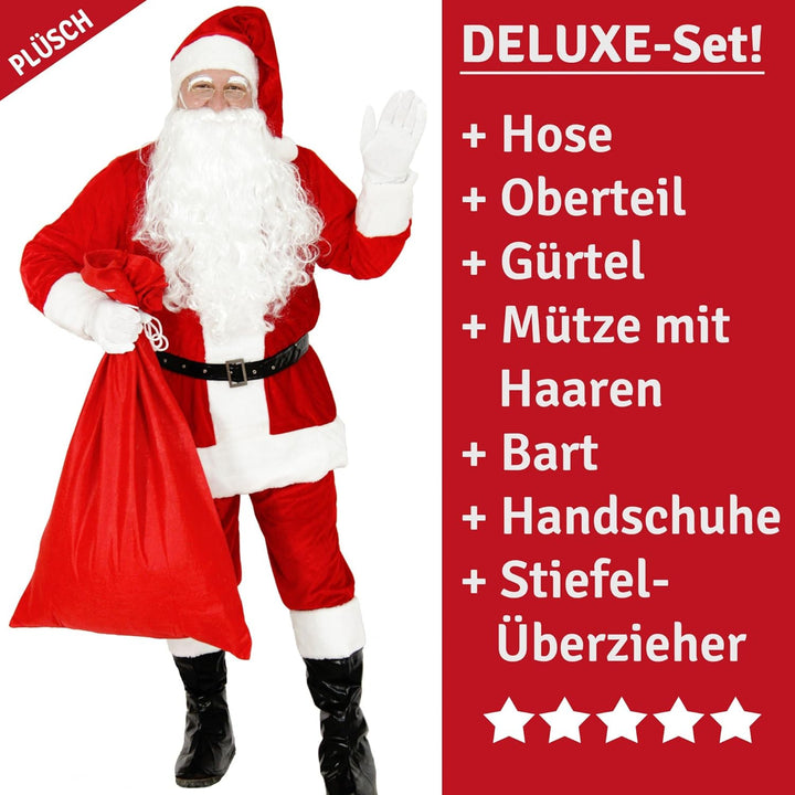 Foxxeo Premium Weihnachtsmann Kostüm für Herren - Grösse M-XXXXL - 9-teilig, M-L