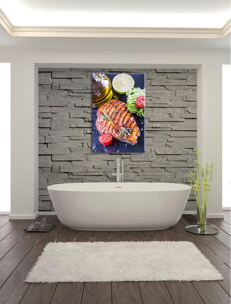 Grillmeister Steak Format: 100x70 auf Leinwand, XXL riesige Bilder fertig gerahmt mit Keilrahmen, Ku