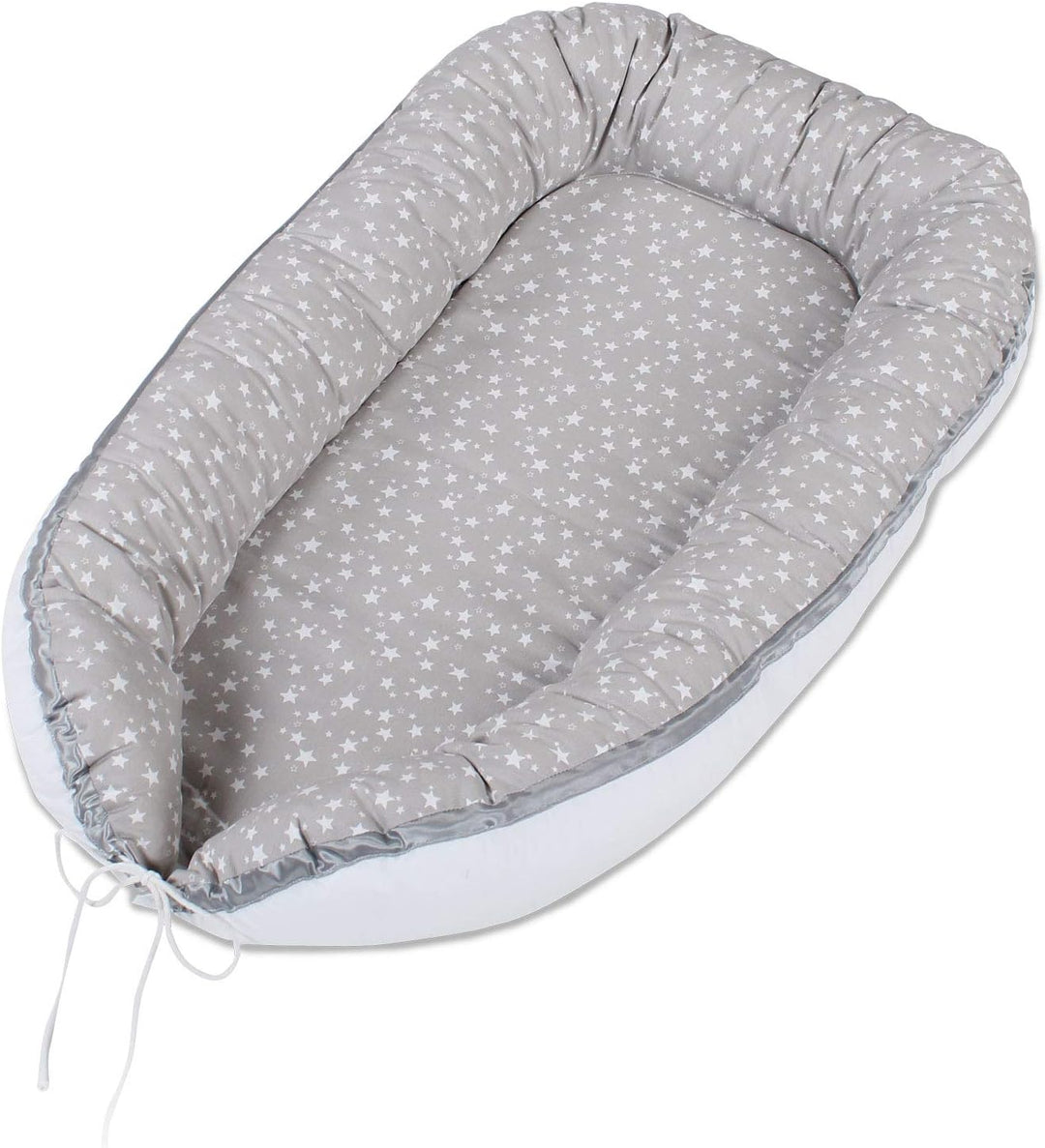 babybay Kuschelnest, perlgrau Sterne weiss, Perlgrau Sterne Weiss