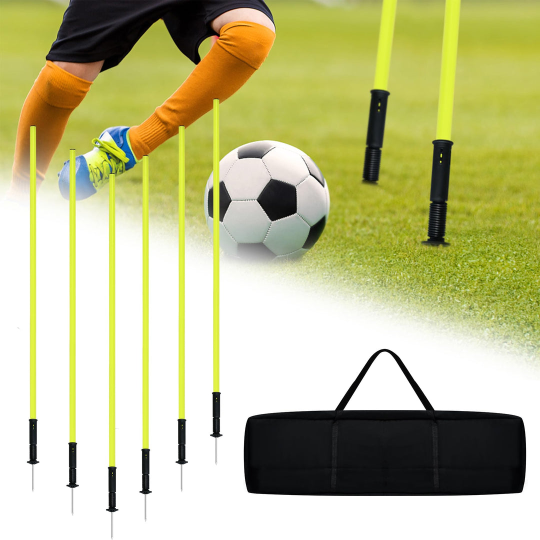Slalomstangen Fussball Set Slalom Stangen 6er Trainingsstangen Agility Set Für Hunde mit Federgelenk