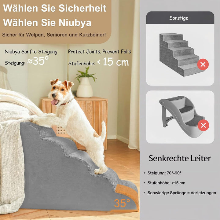 Niubya Hundetreppe für Kleine Hunde, H40 cm, für Katzentreppe Hundetreppe Bett und Sofa, ältere und