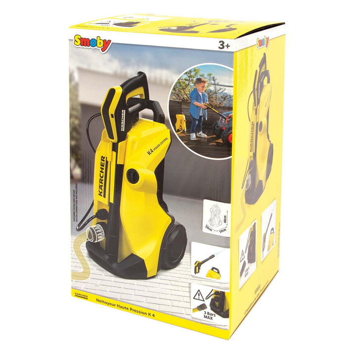 Smoby Toys - Kärcher Hochdruckreiniger K4 (schwarz-gelb) für Kinder - Spiel-Putzgerät mit Wasserstra