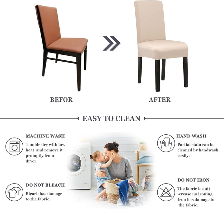 Jaotto Stuhlhussen 6er Set Wasserdicht Stuhlhussen für Esszimmerstühle Stretch Stuhlhussen Schwingst