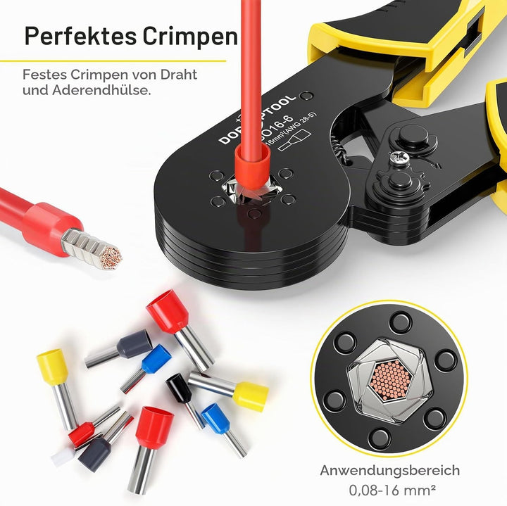Crimpzangen Aderendhülsen Set, Sechskant Aderendhülsenzange mit 1200 stück Aderendhülsen Tool Kit (0