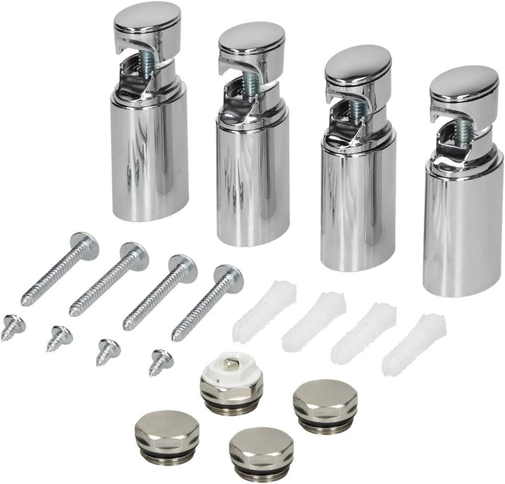 ECD Germany Badheizkörper Mittelanschluss 300 x 1400 mm Chrom gerade mit Thermostat und Anschlussgar