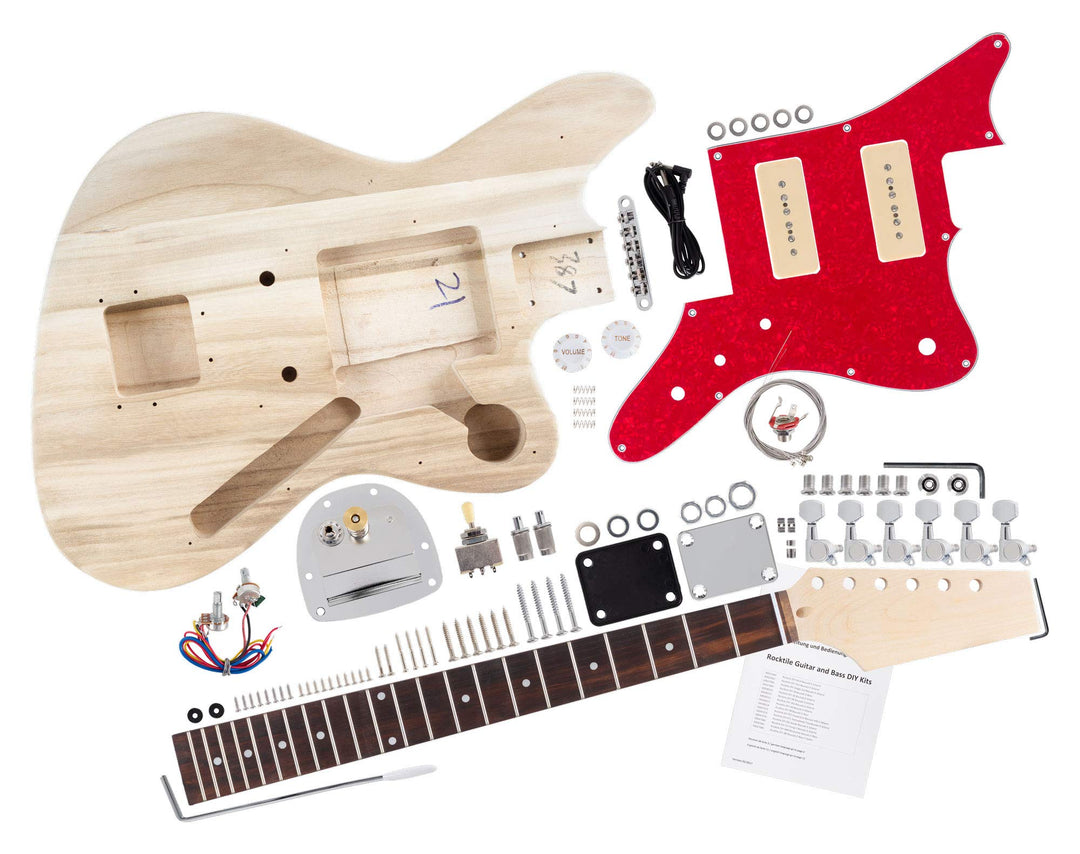 Rocktile DIY JAG Bausatz E-Gitarre - "Do-it-yourself" Bausatz JAG-Style - Korpus: Paulownia - Hals: