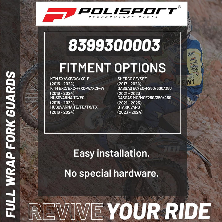 POLISPORT 8399300003 - Vollständig umlaufender Gabelschutz aus robustem, schlag- und abriebfestem Ku
