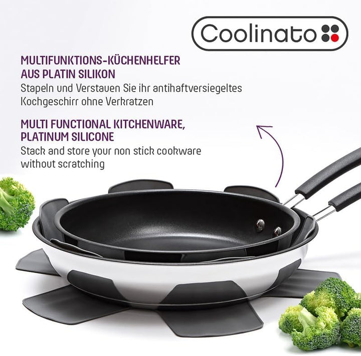 Coolinato - Pfannenschoner aus Silikon 6er Set 35 cm Grau - Universeller Topfuntersetzer, Pfannensch