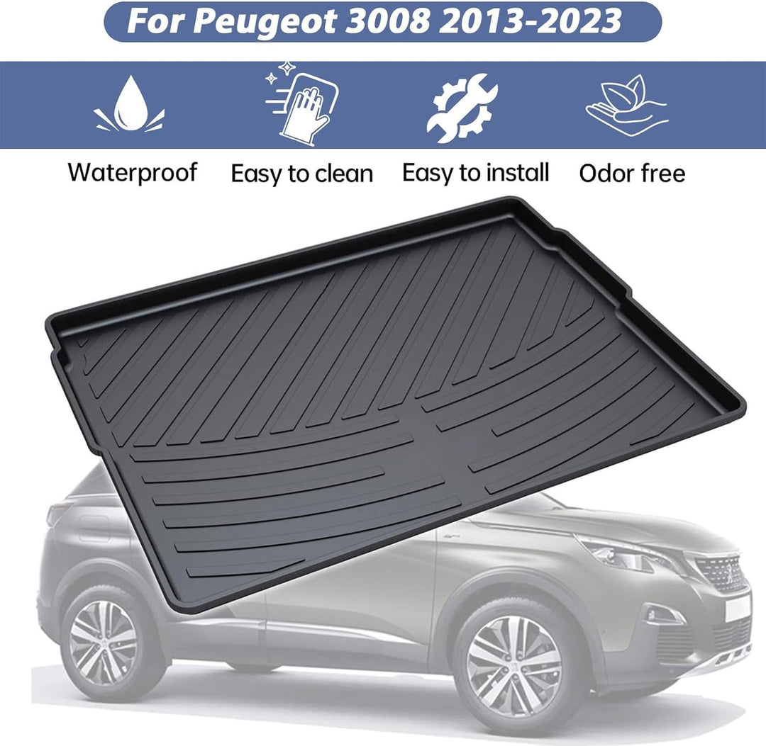 Auto Allwetter Wasserdicht Protector Pad Hinten Cargo Liner Trunk Kofferraummatte für 3008 2011-2023