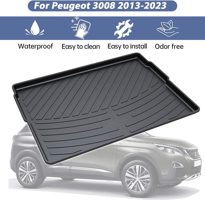 Auto Allwetter Wasserdicht Protector Pad Hinten Cargo Liner Trunk Kofferraummatte für 3008 2011-2023