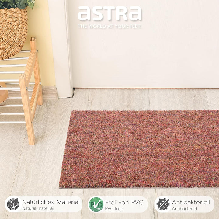 Astra Moderne Fussmatte Haustür - Kokosmatte 2er Set 45x75cm braun - rutschfeste Schmutzfangmatte ro