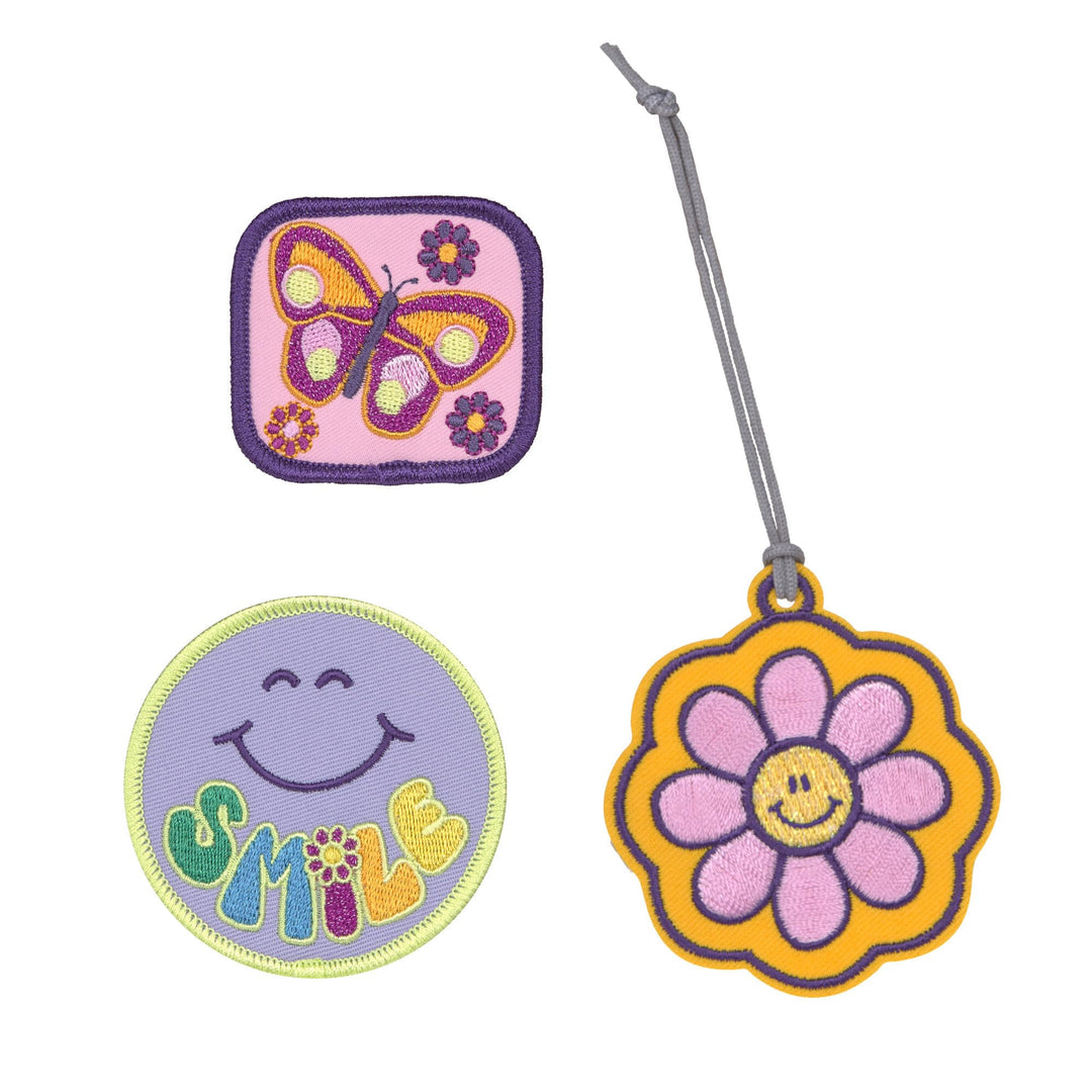 LÄSSIG Anhänger und Patches Set (3 Stk.) mit Druckknopf/School Patches Set Flowers, Flowers
