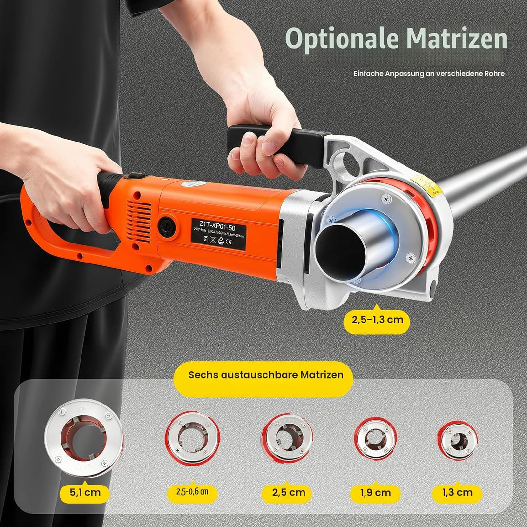 Tragbare Gewindeschneidmaschine, Elektrischer Rohreinfädler für Rohre mit Tragetasche, 6 Matrizen 1/