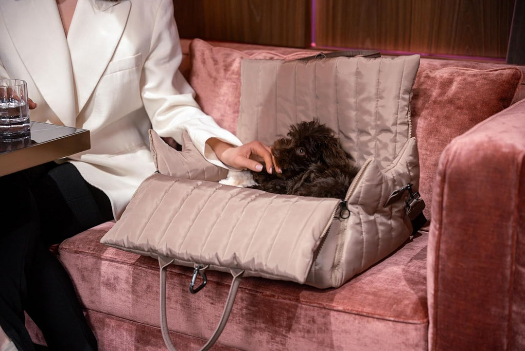 Hundetragetasche Donna 3-in-1 Tragetasche, Autosutz & Reisebett-orthopädisch Memory Foam, veganes Le