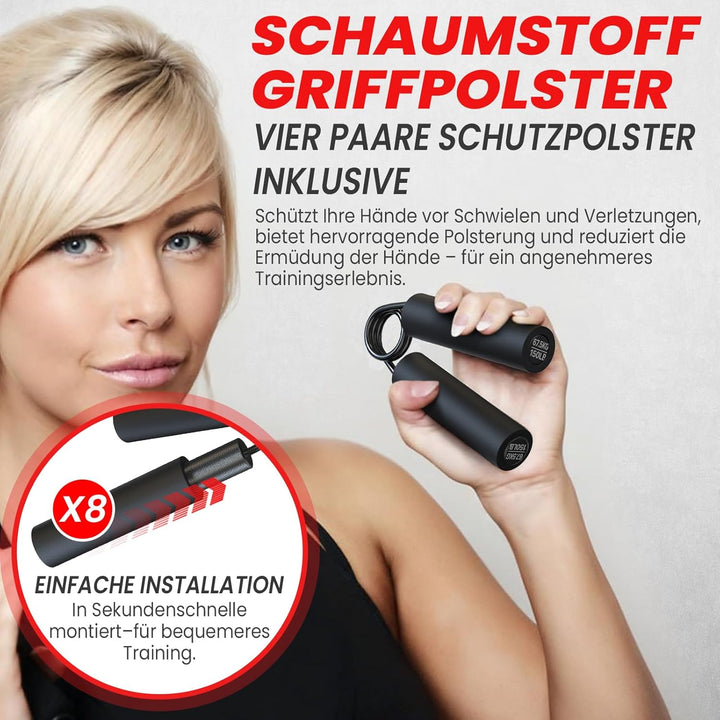 Griffkraft Trainer 4er Set 22,5-90 kg Metall Handtrainer Fingertrainer Unterarmtrainer mit 8x Schaum
