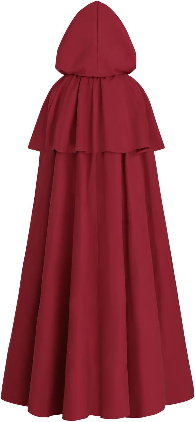 Fiamll Mittelalter Umhang Damen Kapuze Mantel mit Manschette Einfarbige Trenchcoat Renaissance Vampi