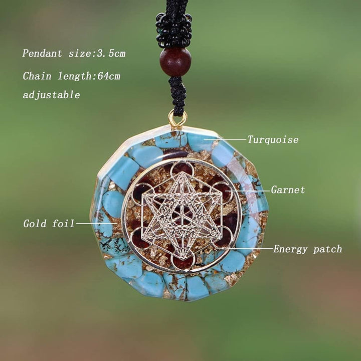 DYFUHO Orgone Metatron Cube Merkaba Anhänger Halskette, Om Crystals Stones Orgonit Anhänger, Orgonit