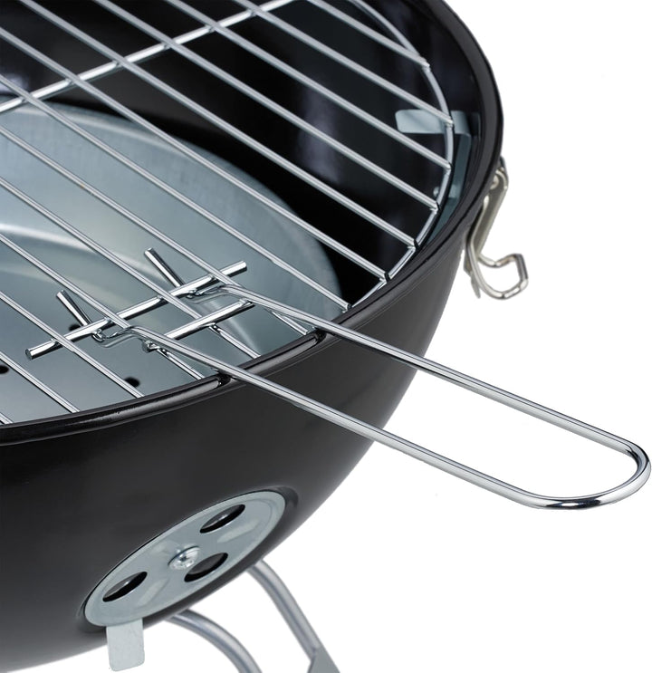 Relaxdays Kugelgrill, tragbar, Ø 37 cm, Picknickgrill für Garten & Park, Holzkohlegrill mit Deckel,