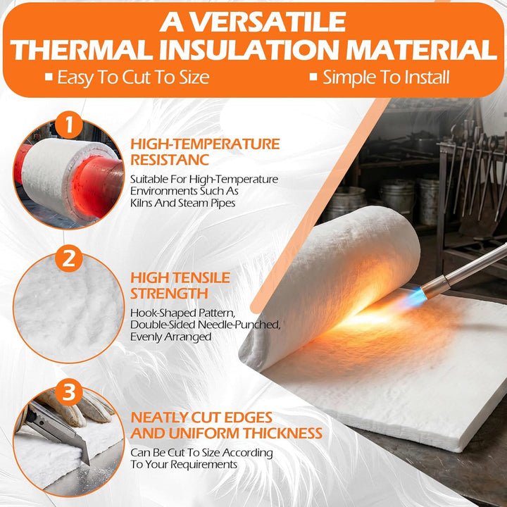 Keramikfaser Isolierdecke, 61 x 40 x 2.54 cm Keramikfasermatte, Feuerfeste Isolierdecke Isoliermatte