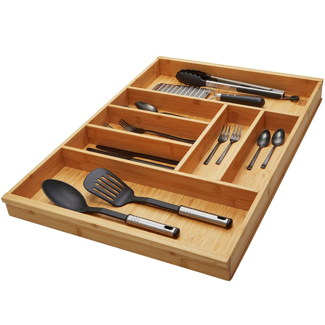 Orga-Box 3 BAMBUS Besteckeinsatz für 80er Schublade (473 x 697 mm) mit 7 Fächer Holz-Schubladeneinsa