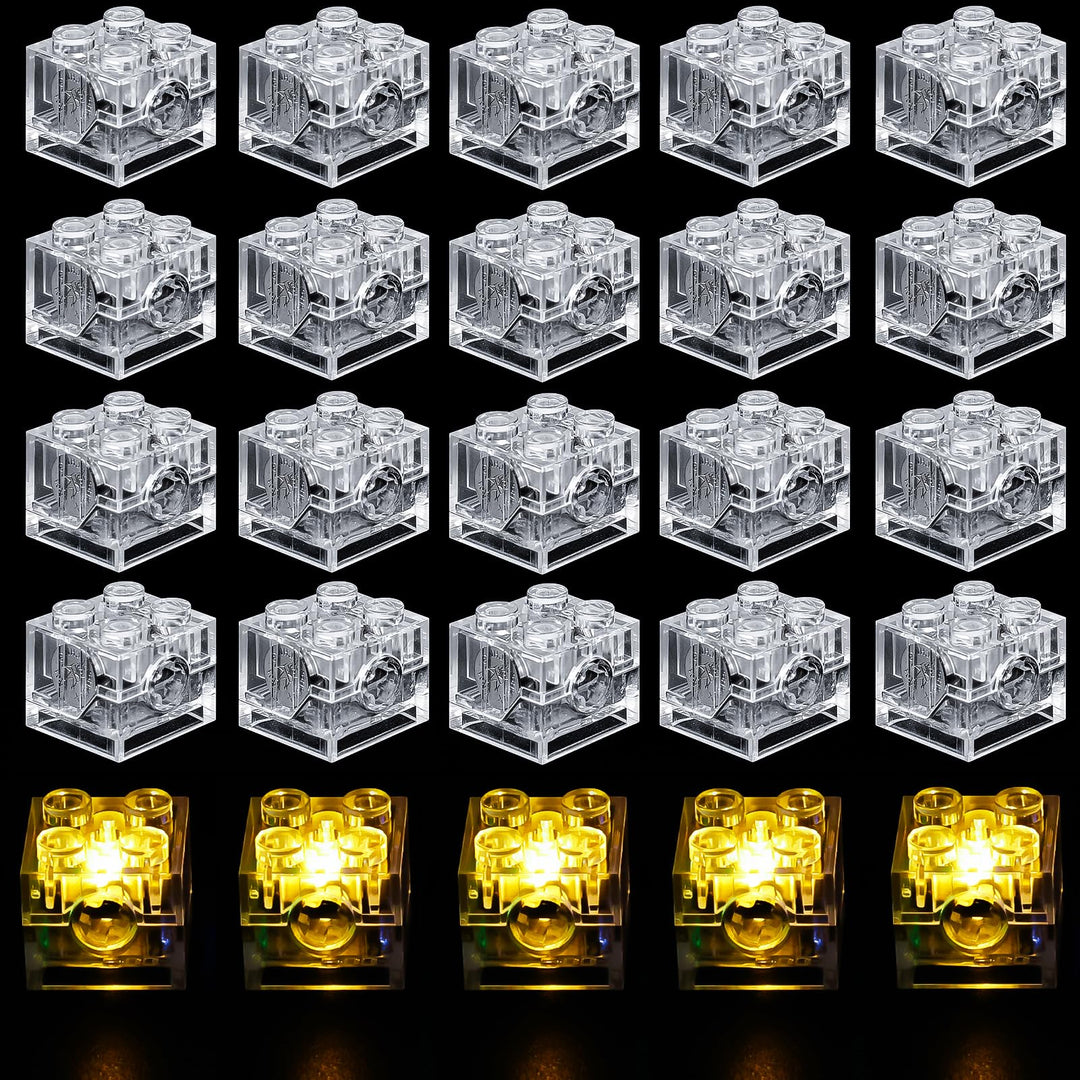 Joycabin 15 Stück Leuchtende Bausteine, 2x2 LED Leuchtsteine, Transparent Bausteine Lampe, Bausteint