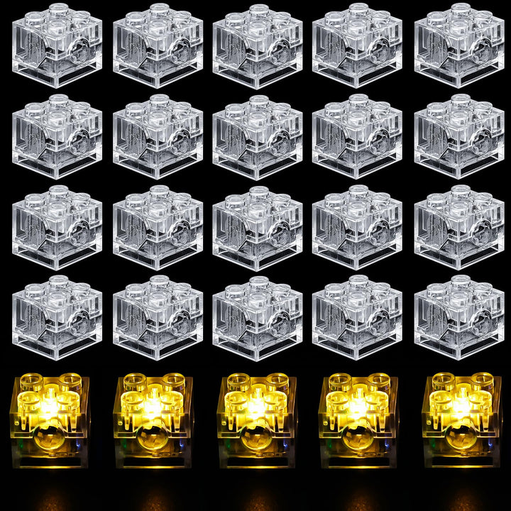 Joycabin 15 Stück Leuchtende Bausteine, 2x2 LED Leuchtsteine, Transparent Bausteine Lampe, Bausteint