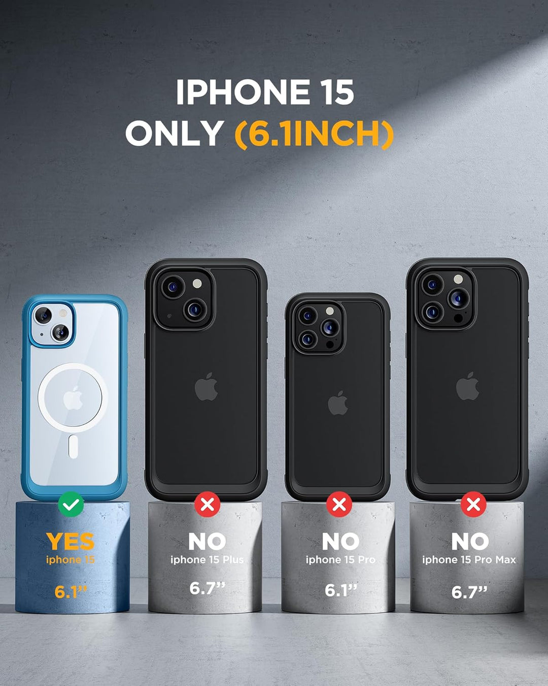 Miracase 360 Grad für iPhone 15 Hülle Magnetisch mit Eingebaut Glas Schutzfolie und Kameraschutz, St