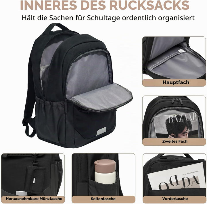 Amythe Schulrucksack Jungen Teenager Grosser Kapazität 30L, Rucksack Schule Gymnasium Oberstufe Schu
