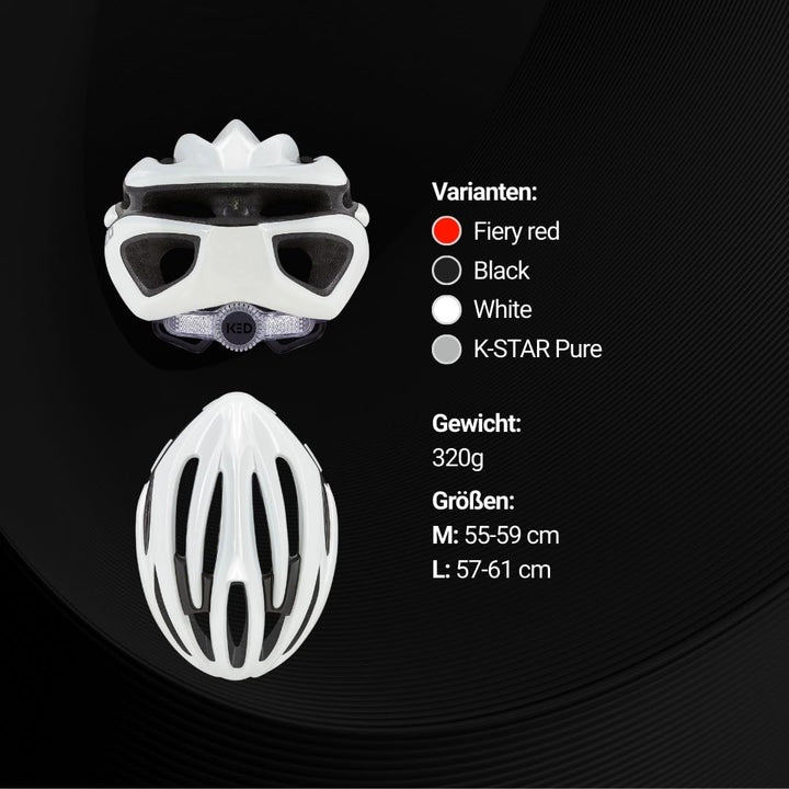 KED Rayzon Rennrad Fahrrad Helm weiss 2023 M (55-59cm), M (55-59cm)