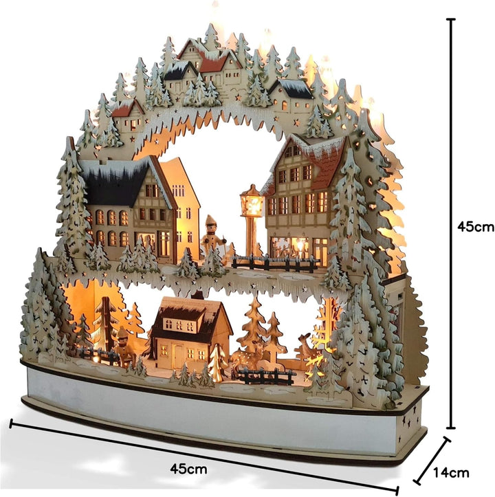 Wichtelstube-Kollektion XXL Schwibbogen mit Podest + LED Beleuchtung, Lichterbogen mit Erhöhung, Sch