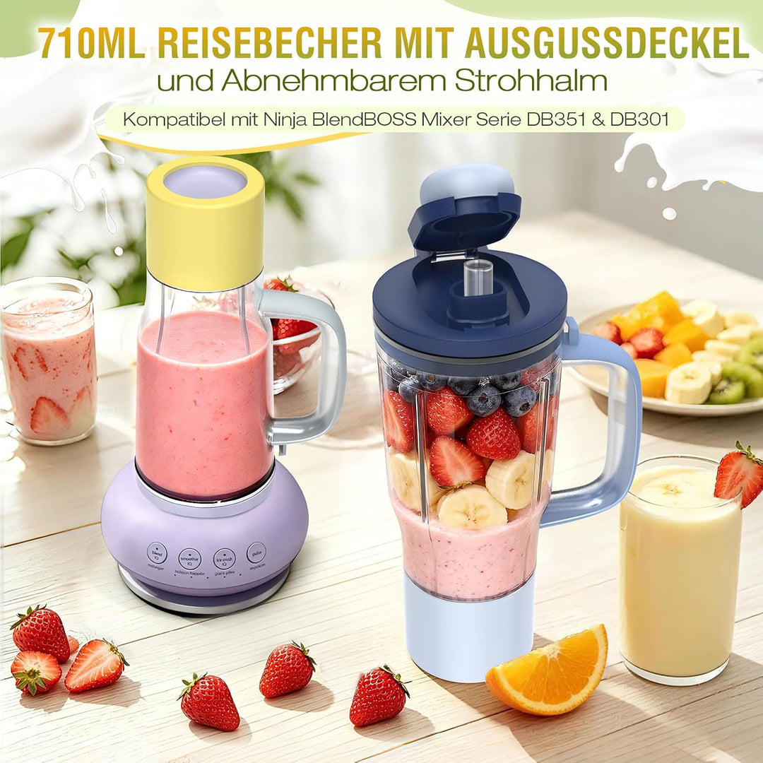 710 ml Reisebecher Ersatz für Ninja BlendBOSS Mixer Rosa, Rosa