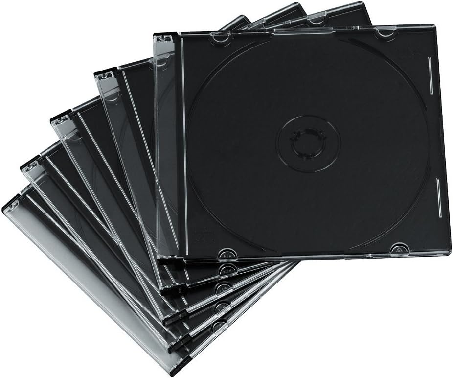 Hama CD Leerhüllen Schutzhülle (50er Pack, Slim Line, Höhe: 5mm) CD-Hüllen transparent-schwarz