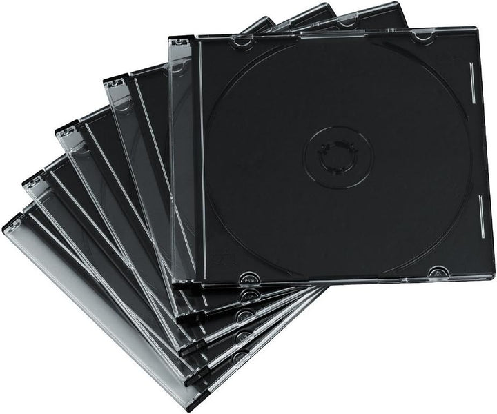 Hama CD Leerhüllen Schutzhülle (50er Pack, Slim Line, Höhe: 5mm) CD-Hüllen transparent-schwarz