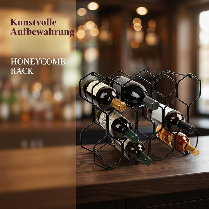Weinregal Metall für 14 Flaschen 3 Ebenen Schwarz