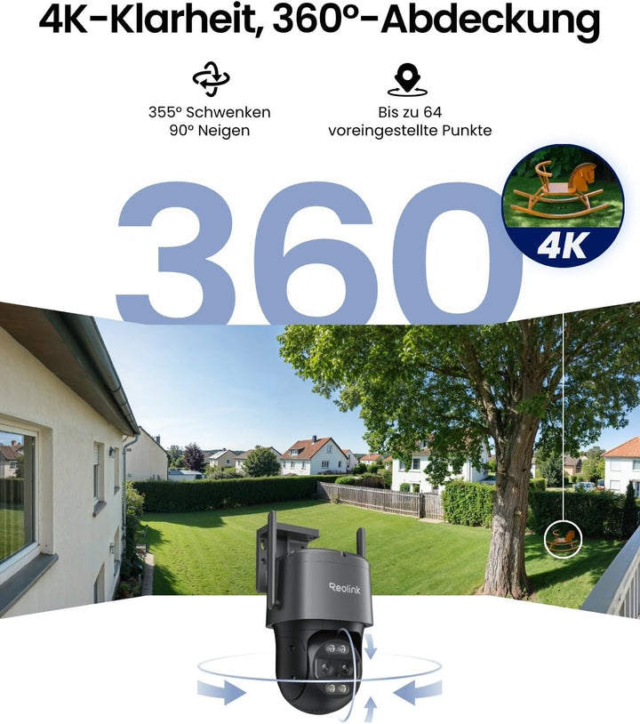 Reolink 4K 8MP Wi-Fi 6 PTZ Überwachungskamera Aussen Set, Auto-Tracking-Zoom, Dual-Objektiv, KI-Erke